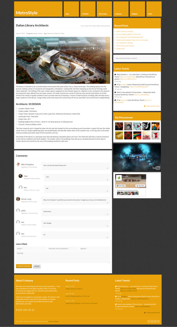 MetroStyle WordPress Theme Home Page Blog Post