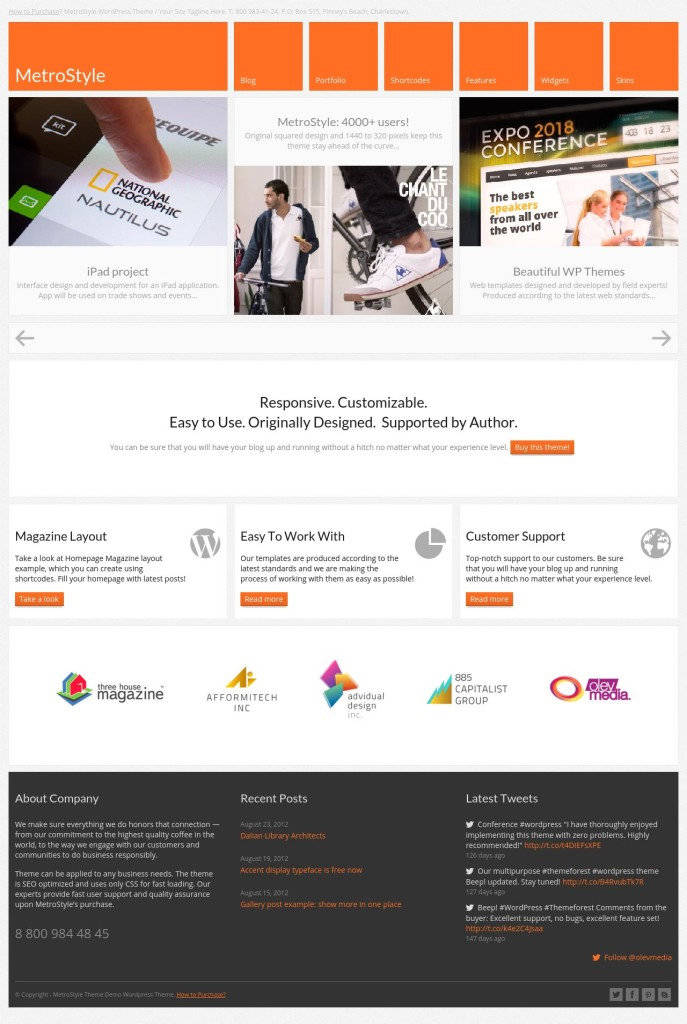 MetroStyle WordPress Theme Home Page