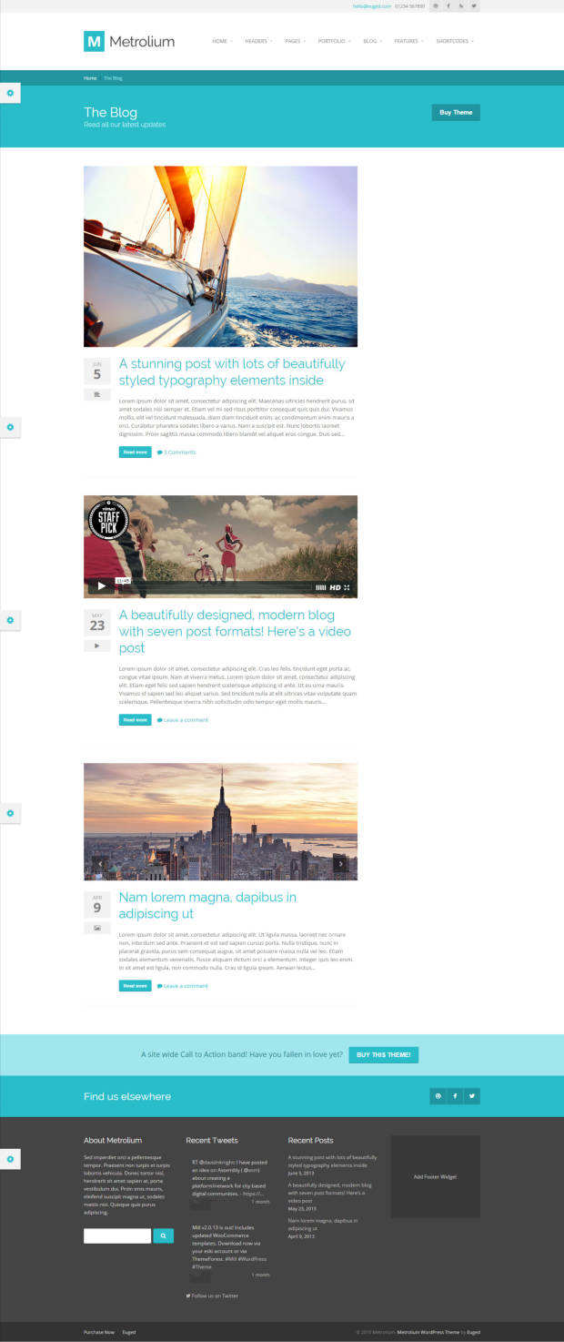 Metrolium WordPress Theme Blog Page