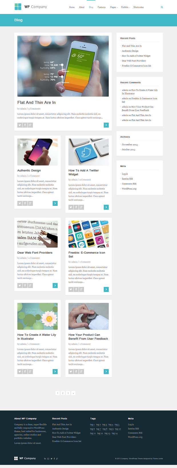 Screenshot of blog template for Company - Premium WordPress template by Theme Junkie
