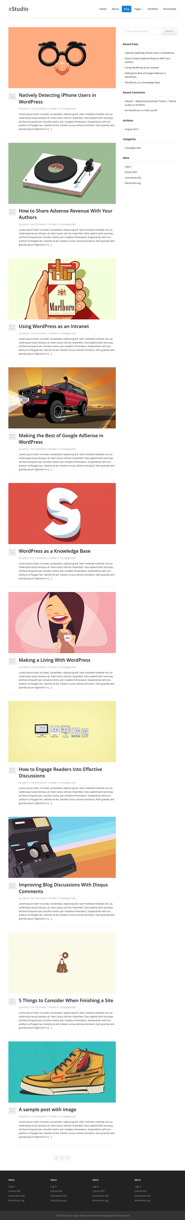 eStudio - Premium WordPress template by Theme Junkie Screenshot of blog archives page for eStudio - Premium WordPress template by Theme Junkie