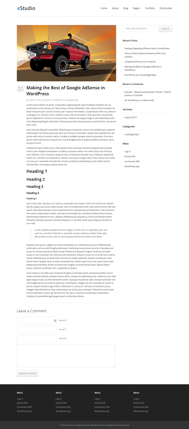 eStudio - Premium WordPress template by Theme Junkie Screenshot of eStudio - Premium WordPress template by Theme Junkie