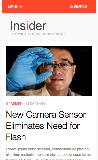 Insider - Premium WordPress template - on a mobile devide Insider - Premium WordPress template by Theme Junkie