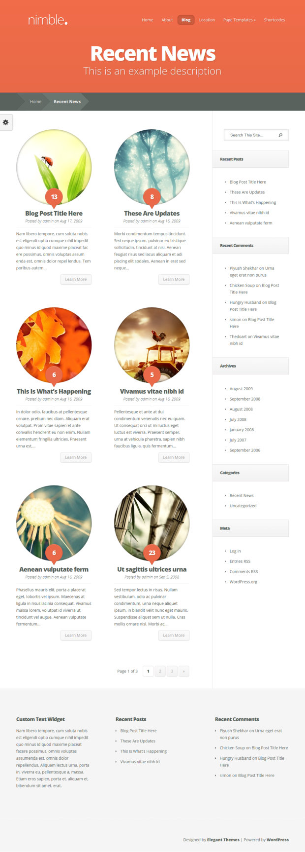 Nimble WordPress Theme Blog Page Template