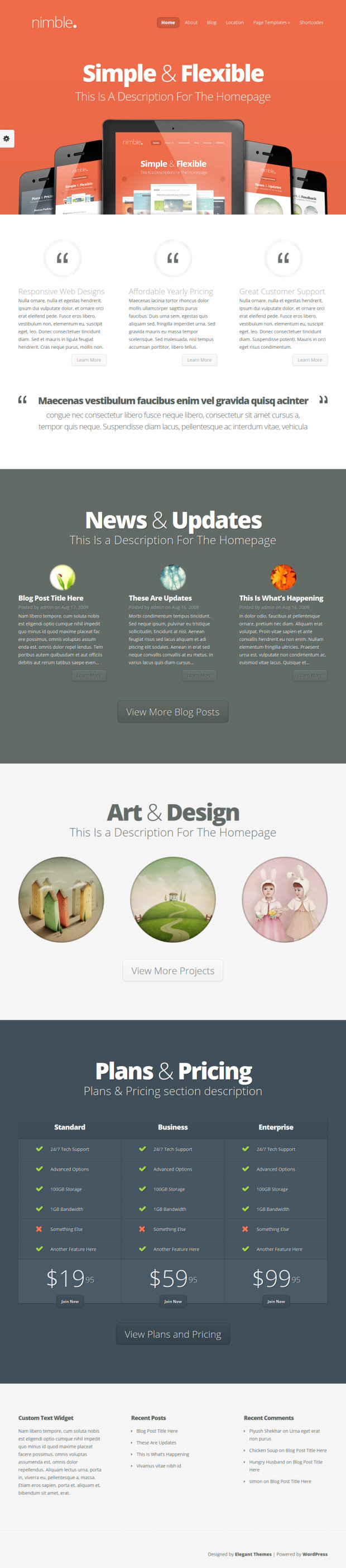 Nimble WordPress Theme Home Page