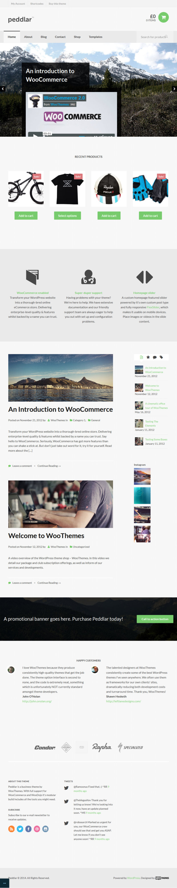 Peddlar WooCommerce WordPress Theme Home Page