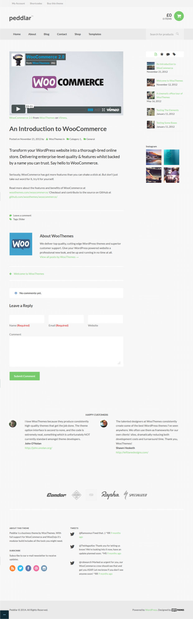 Peddlar WooCommerce WordPress Theme Blog Post Template