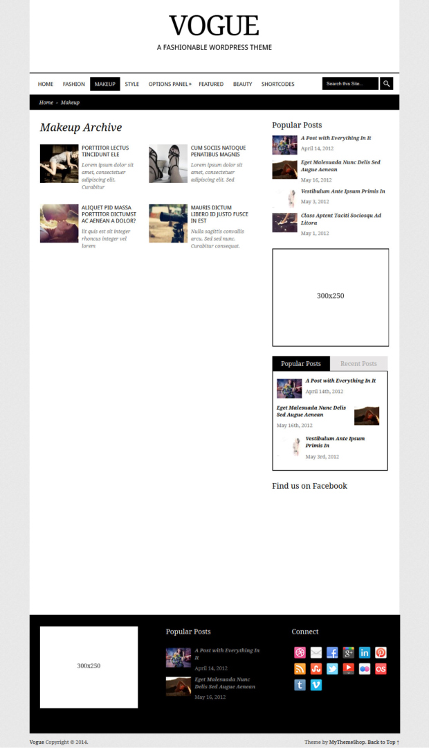 Vogue WordPress Theme Archive Page Template