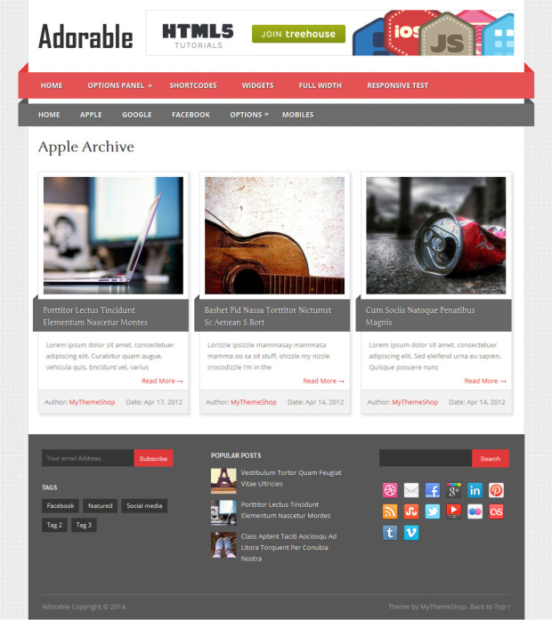 Adorable WordPress Theme Archive Page