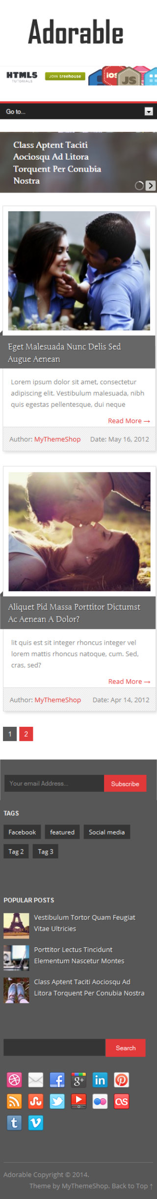 Adorable WordPress Theme mobile