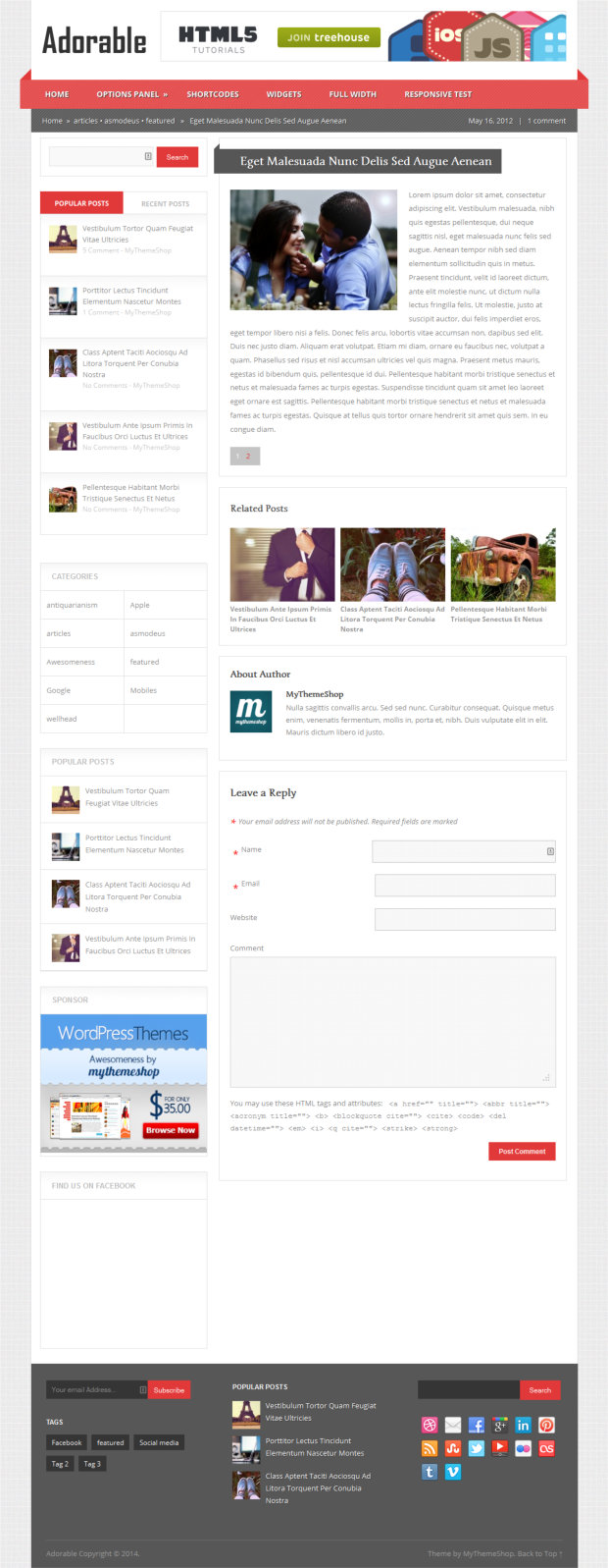 Adorable WordPress Theme Blog Post