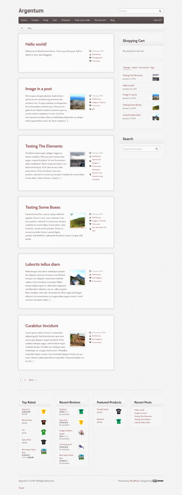 Argentum WooCommerce WordPress Theme Blog Page