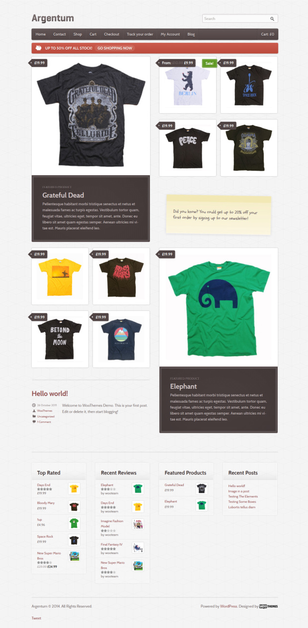 Argentum WooCommerce WordPress Theme Home Page Template