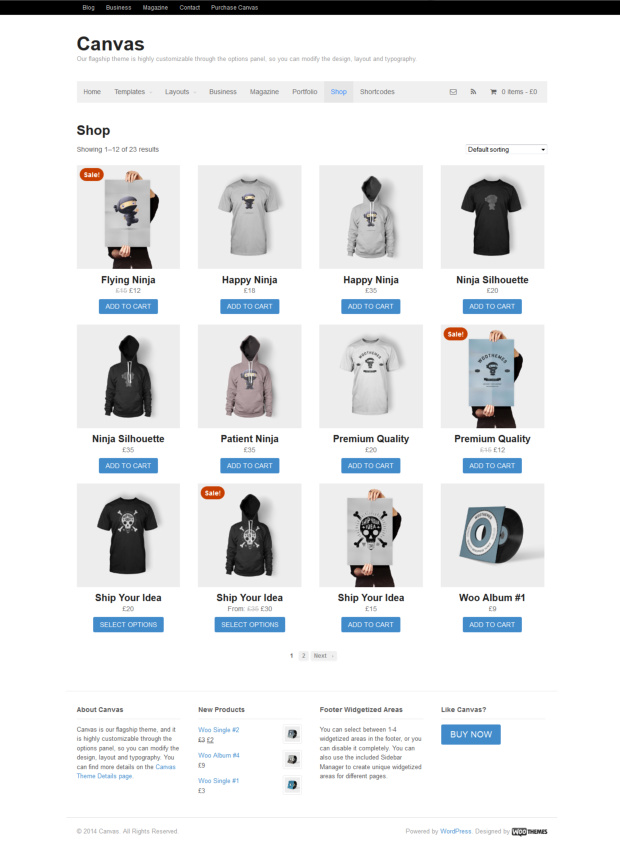 Canvas WooCommerce WordPress Theme Shop Template