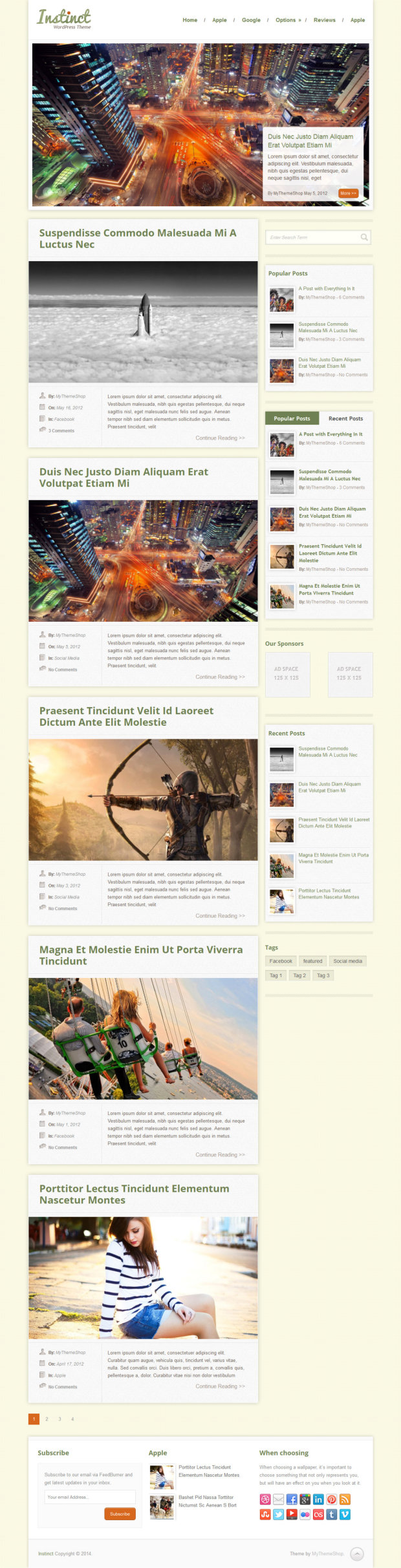 Instinct WordPress Theme Home Page