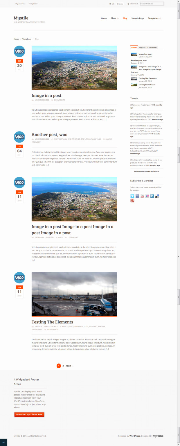 Mystile Free WordPress Theme WooCommerce Ready Blog Page Template