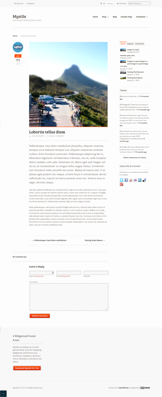 Mystile Free WordPress Theme WooCommerce Ready Blog Post Template