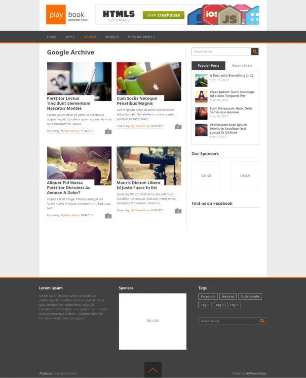 Playbook Free WordPress Theme Archive Page