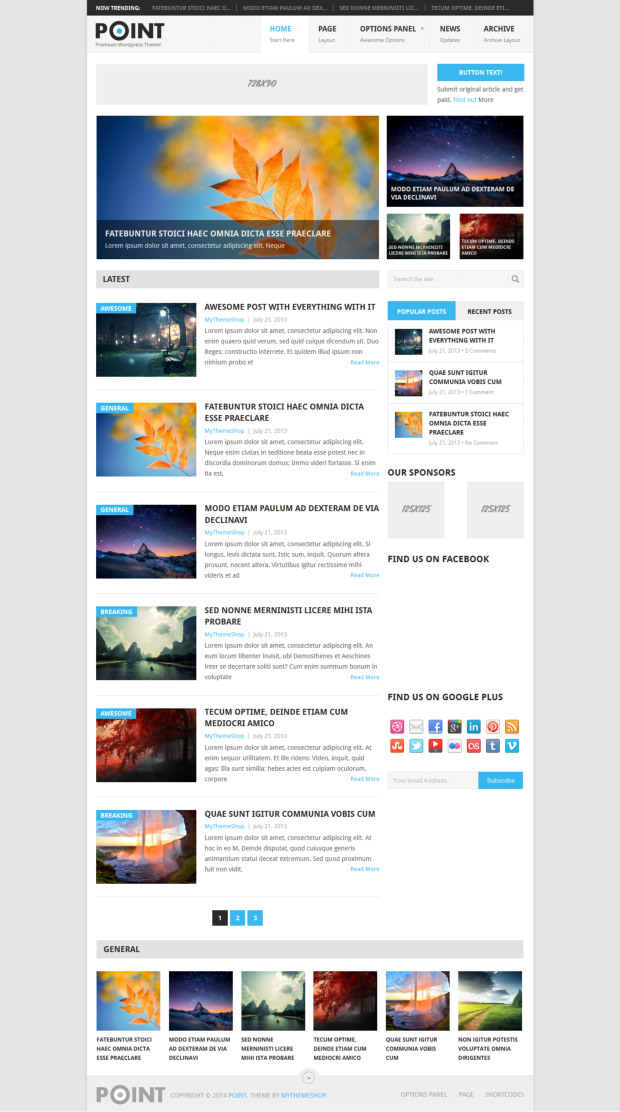 Point Free WordPress Theme home page Point Free WordPress Theme home page