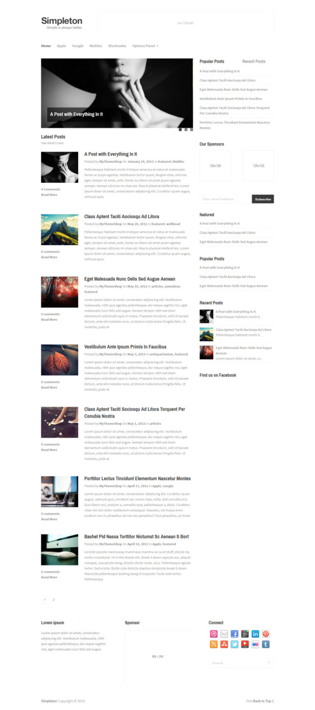 Simpleton Minimalist WordPress Theme Home Page Simpleton Minimalist WordPress Theme Home Page