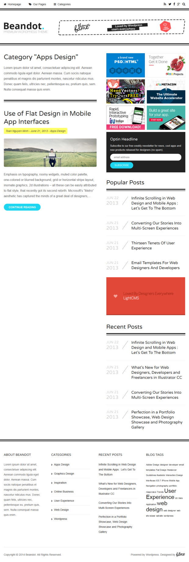 Beandot WordPress Theme Category Page Template