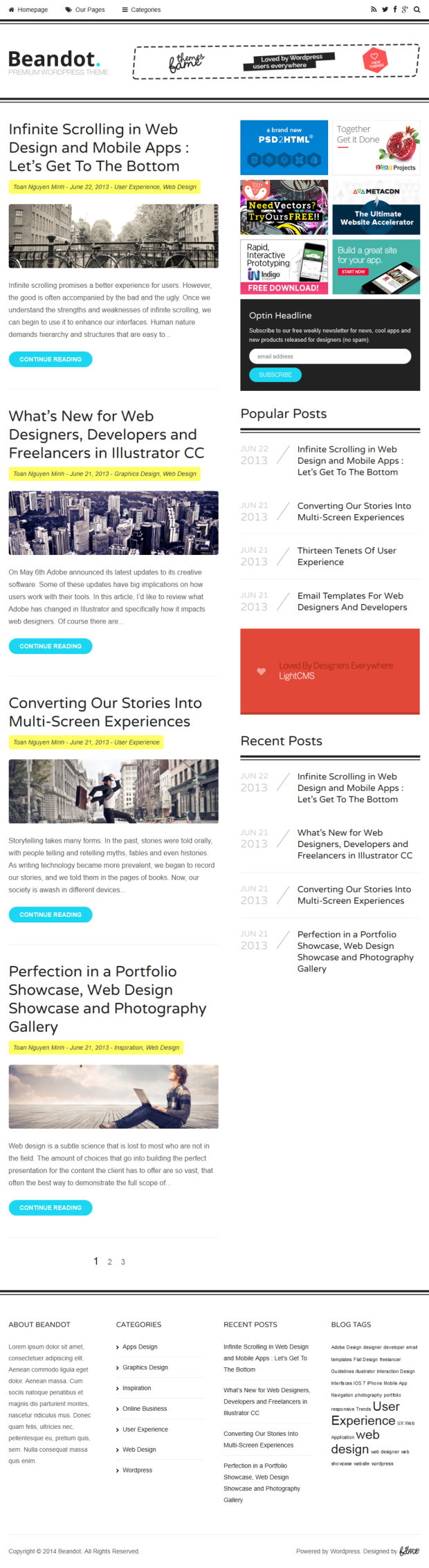 Beandot WordPress Theme Home Page