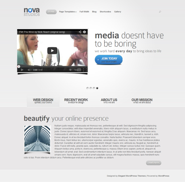 Nova WordPress Theme home Page