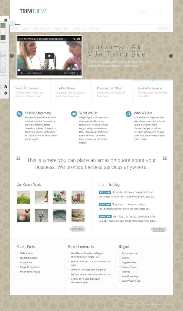 Trim WordPress Theme Home Page