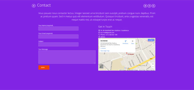 Flat Metro WordPress Theme Contact Page