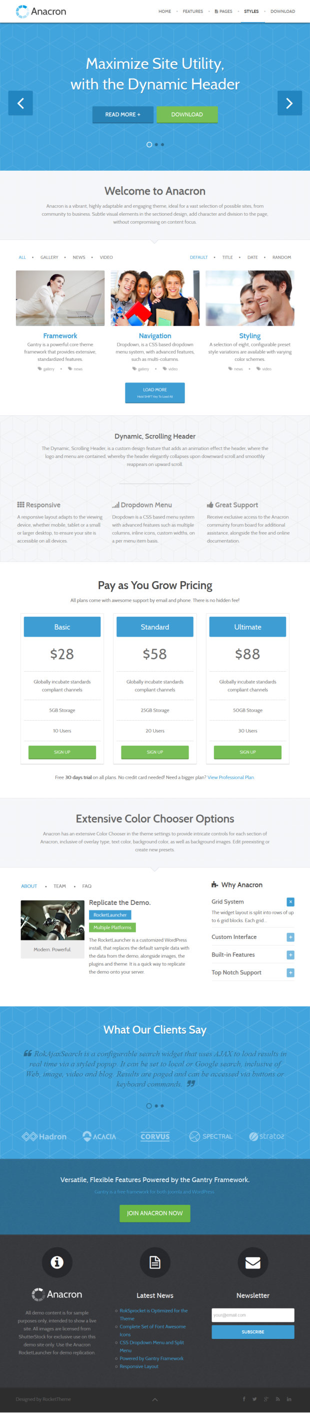 Anacron WordPress Theme Home Page