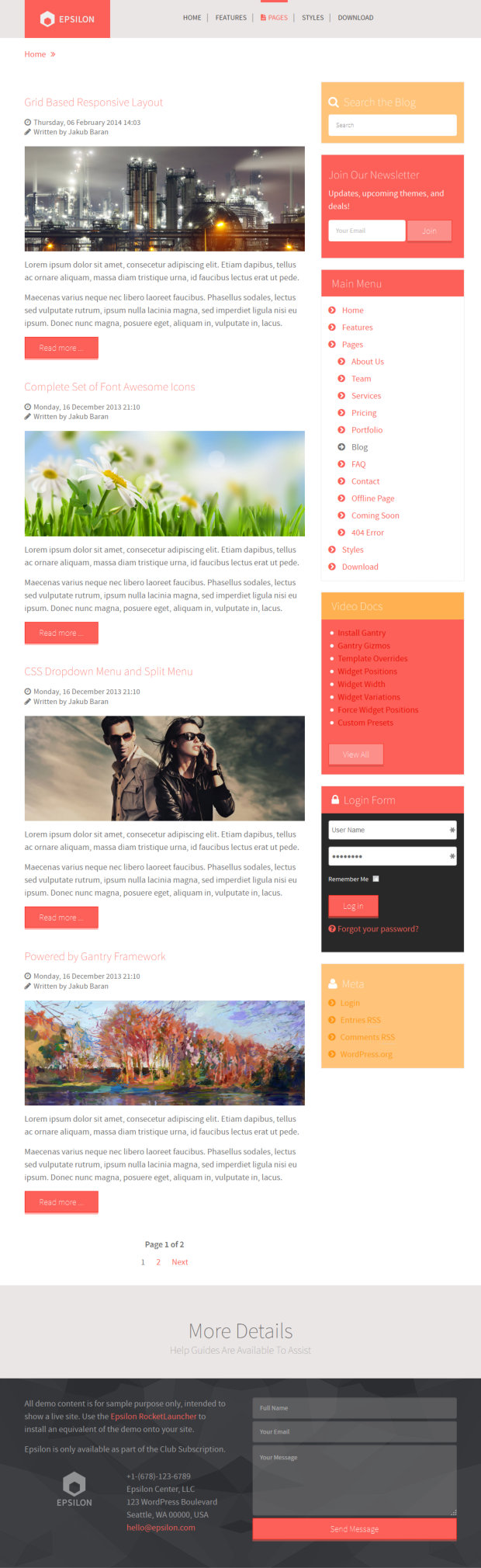 Epsilon WordPress Theme Blog Page Template