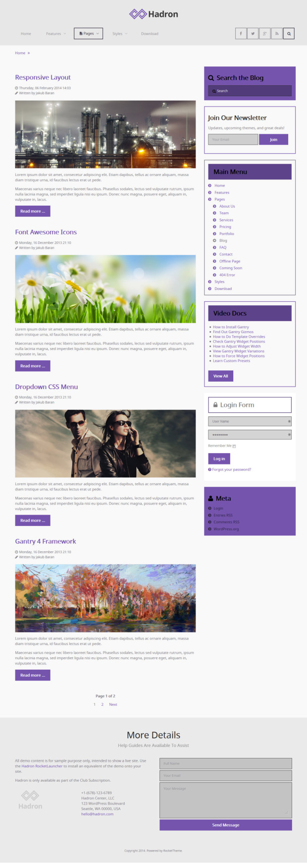 Hadron WordPress Theme Blog