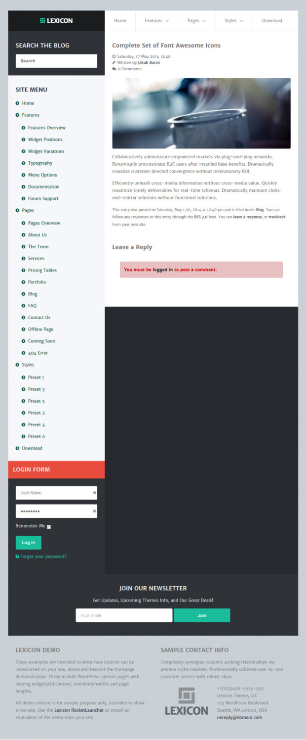 Lexicon WordPress Theme Post Template