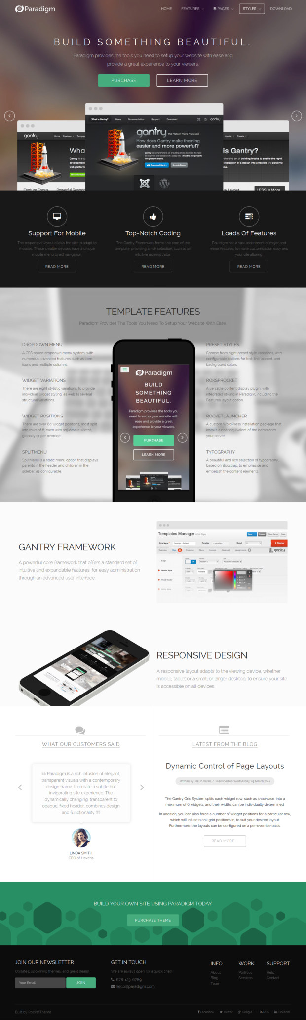 Paradigm WordPress Theme Home Page Template
