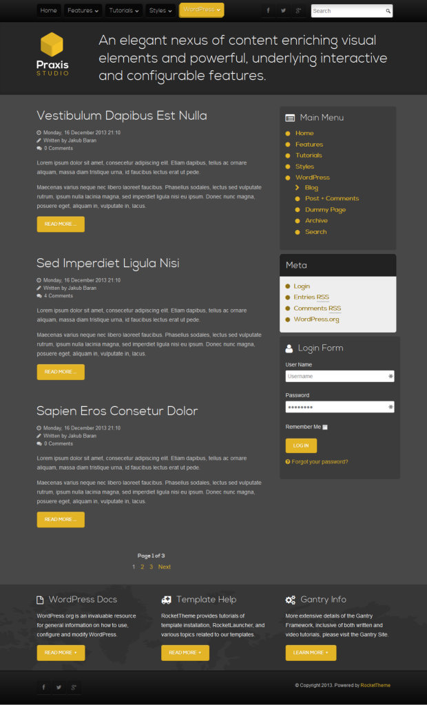 Praxis WordPress Theme Blog Page Template