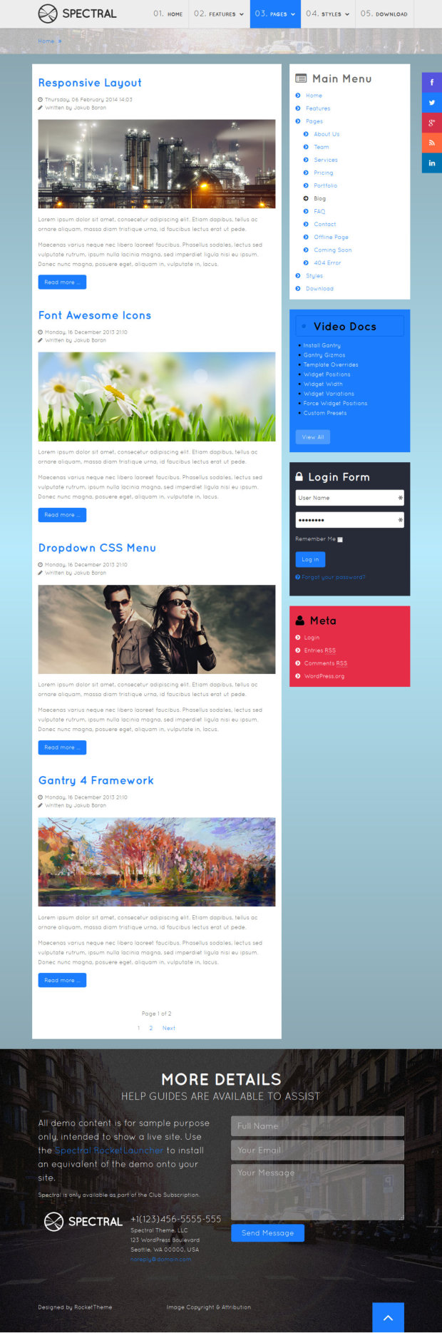 Spectral WordPress Theme Blog Page Template