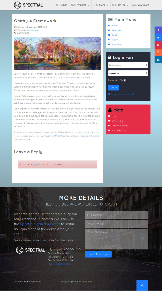 Spectral WordPress Theme Blog Post Template