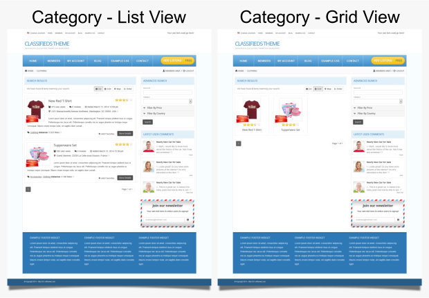Classifieds WordPress Theme Category Template