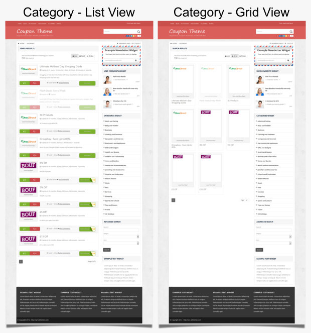 Coupon WordPress Theme Category Template