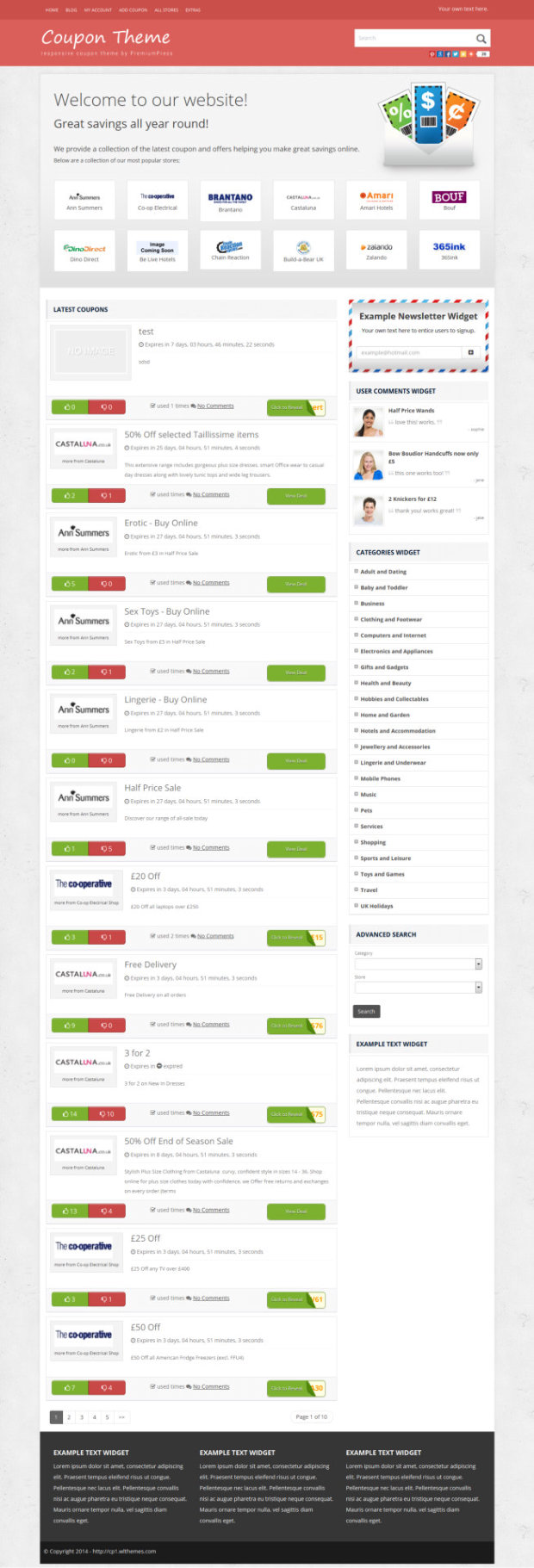 Coupon WordPress Theme Home Page