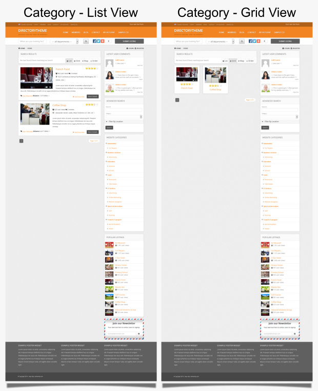 Directory WordPress Theme Category Page