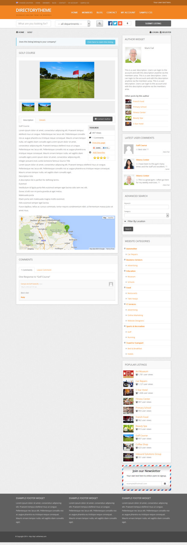 Directory WordPress Theme Listing Page