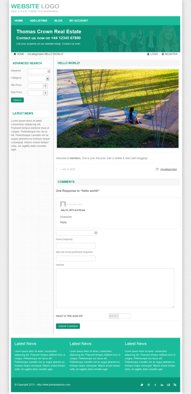 Real Estate WordPress Theme Blog Post