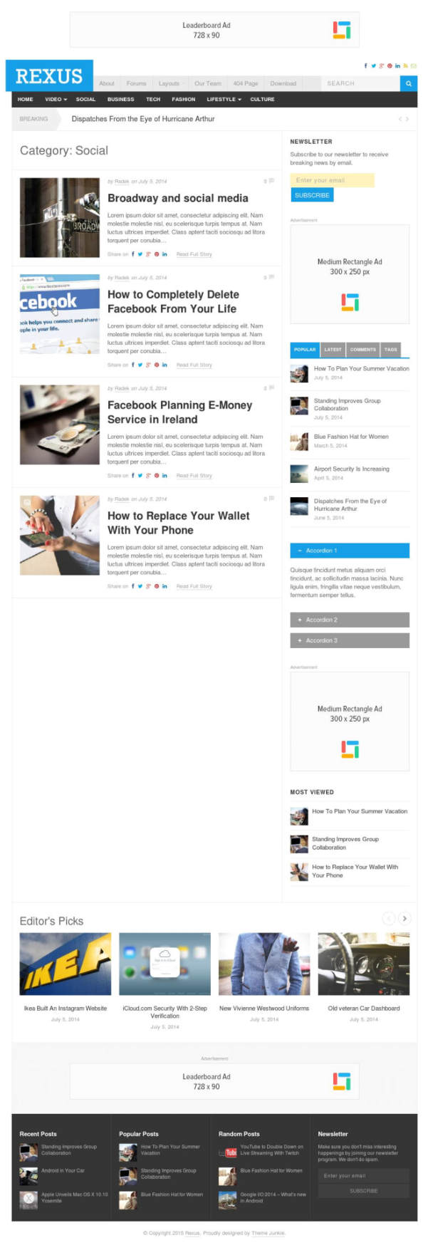 Rexus WordPress Theme Blog Page