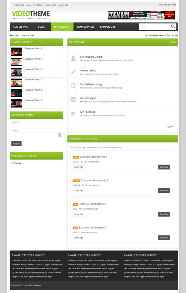 Video-Sharing-WordPress Theme Members Page