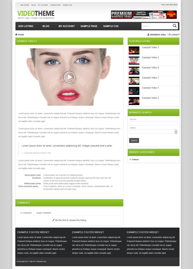 Video-Sharing-WordPress Theme Video