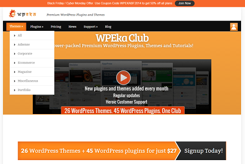 WP Eka Club: 26 WordPress Themes, 45 Plugins - 50% discount coupon