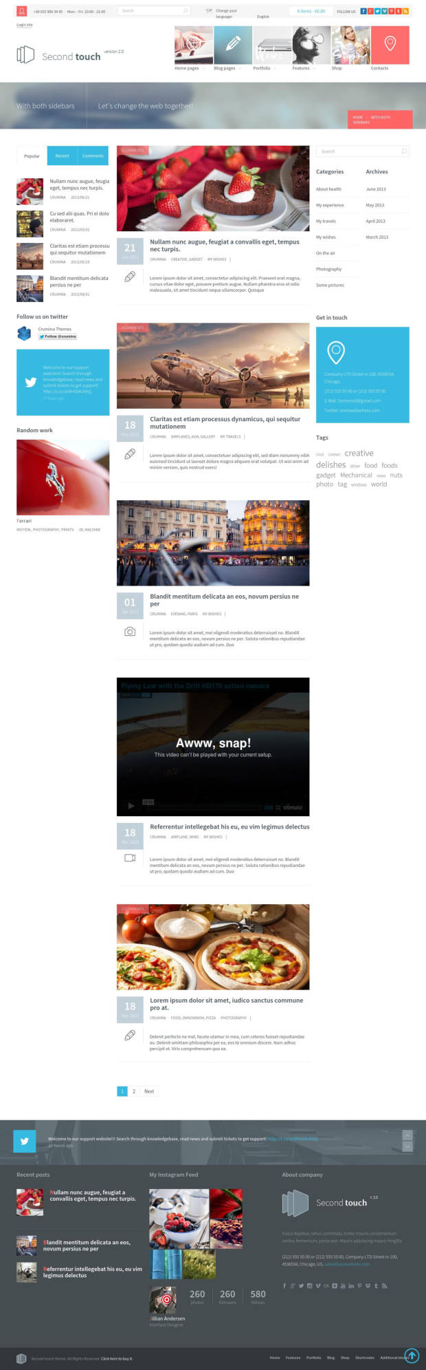 Second Touch WordPress Theme Blog Page