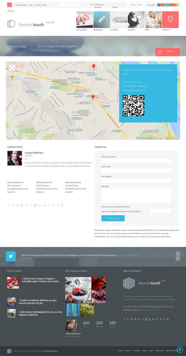 Second Touch WordPress Theme Contact Page