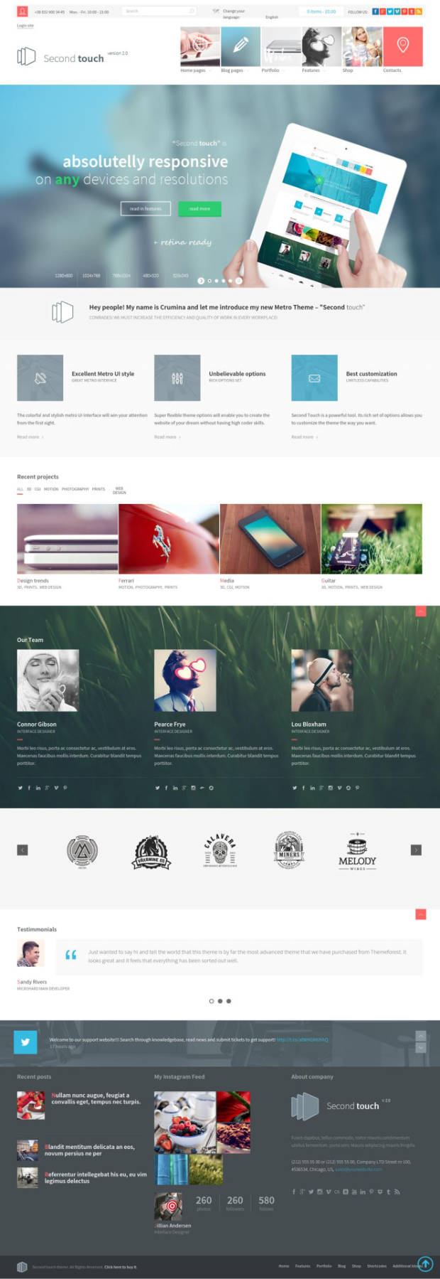 Second Touch WordPress Theme Home Page